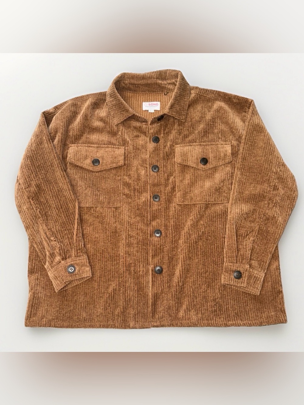 Ci Sono Women’s Corduroy Shacket Jacket Oversized Button Front Brown Size S